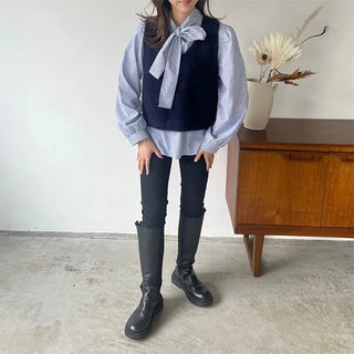 Back Ribbon Angora Vest