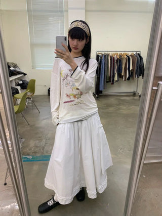 [NEVERSEEZ] Asymmetric Pocket A-Line Pleated Skirt