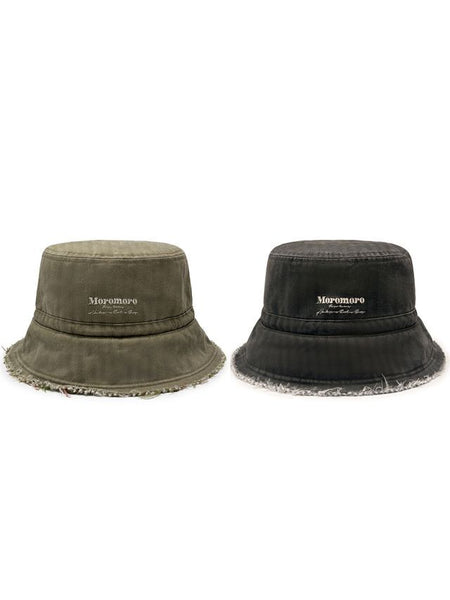 [moromoro2] Distressed Bow Bucket Hat