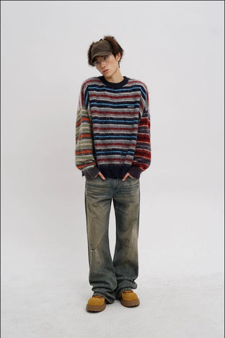 [MASONPRINCE] Striped Wool Blend Crewneck Sweater