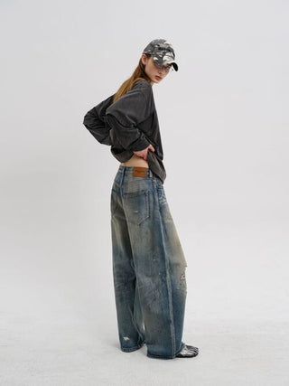 [MASONPRINCE] Distressed Wide Leg Jeans