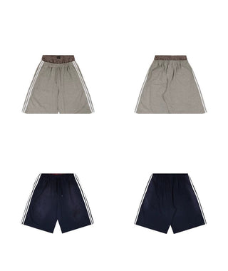 [MASONPRINCE] Side Stripe Wide Leg Bermuda Shorts