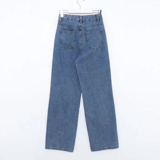 Heart-patterned denim pants