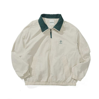 [Monterest] Water-Resistant Contrast Collar Zip Jacket