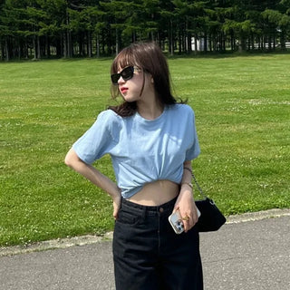 Basic Color Cropped T-Shirt