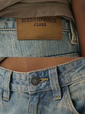 [MASONPRINCE] Washed Distressed Wide Leg Jeans