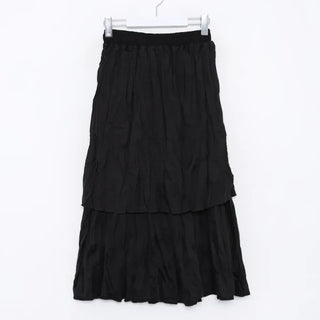Crinkle pleated long skirt