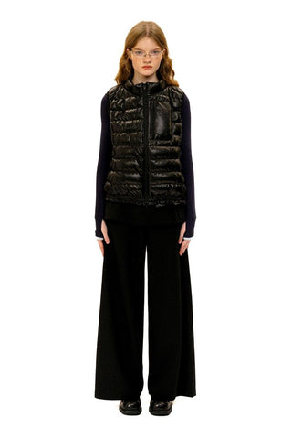 [Moromoro2] Layered Contrast Neckline Knit  Top