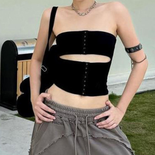 Hollow out solid backless tube cut out top