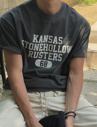 KANSAS Crop Pigment Short Sleeve T-shirt (4 colors)