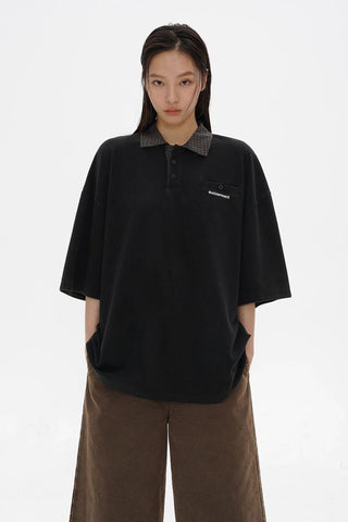 [MASONPRINCE] Check Collar Pique Cotton Polo
