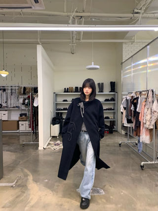 NEVERSEEZ Handmade Wool Blend Duffle Coat