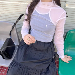 See-through turtleneck t-shirt