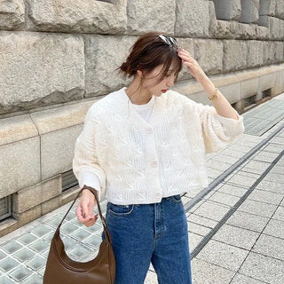 Waffle Cable Knit Cardigan