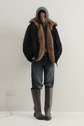 MASONPRINCE Faux Fur Down High-Neck Jacket