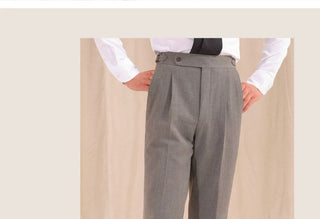 [CULTUM] Herringbone Brushed Pleated Trousers