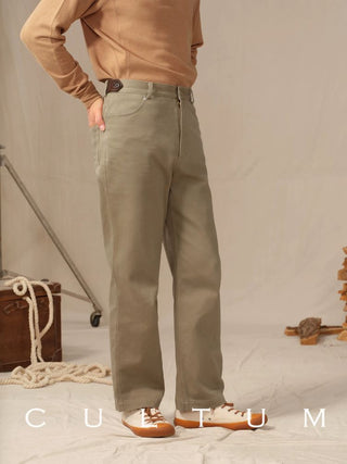 [CULTUM] Washed Cotton Cavalry Twill Straight Pants