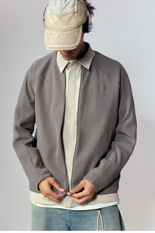 [Monterest] Waffle Knit Zip-Up Cardigan Jacket