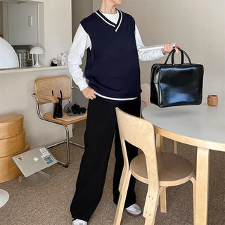 V-neck knit vest