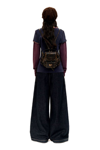 [Moromoro2] Frayed Waistband Wide Leg Jeans