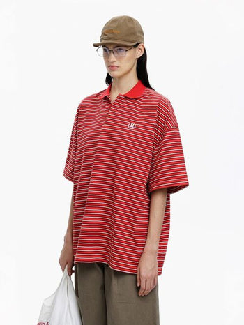 [MASONPRINCE] Embroidered Stripe Polo Shirt