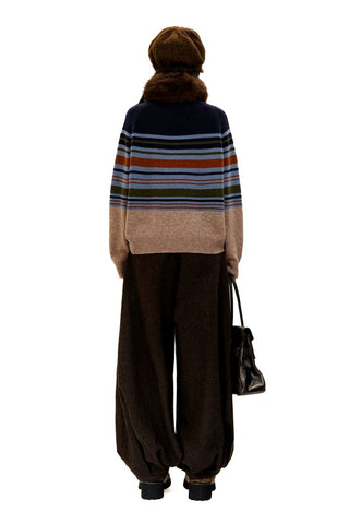 [Moromoro] Rabbit Patch Striped Wool Blend  Sweater