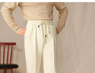[CULTUM] Knitted Drawstring Straight Pants