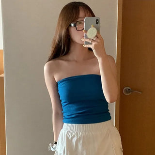 Beginning Rib Off-Shoulder Tube Top T-Shirt