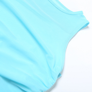 Ruched crewneck mesh solid maxi dress