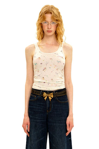 [Moromoro2] Horse & Rabbit Print Tank Top /  T-Shirt