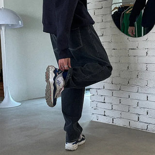 Wide denim pants