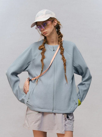 [Monterest] Waffle Knit Zip-Up Cardigan Jacket