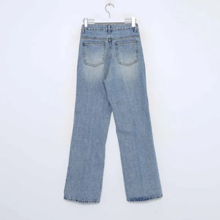 Washed denim pants