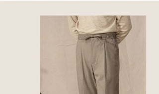 [CULTUM] Herringbone Drawstring Pleated Pants