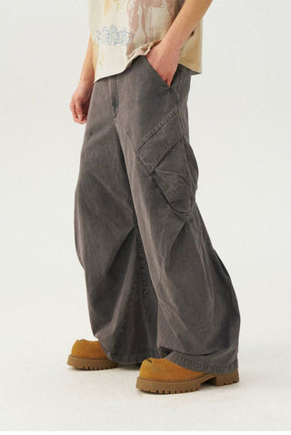 [Monterest] Washed Cotton Pleated Wide Leg Pants