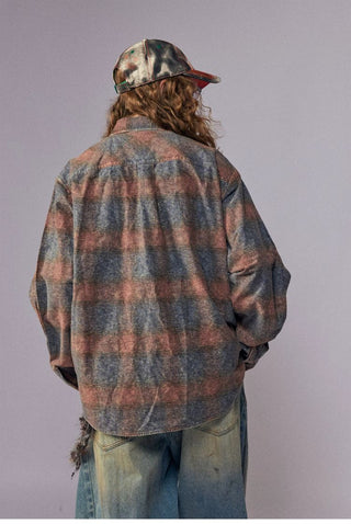 [Monterest] Washed Brushed Plaid Flannel Shirt