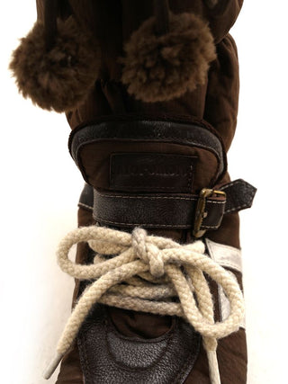 [Moromoro2] Furry Ball Patchwork Leather Boxing  Boots