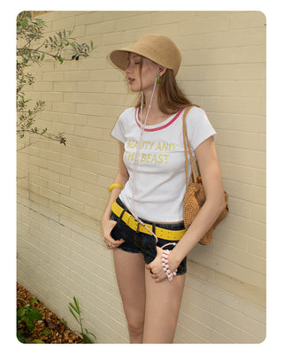[NECY] Glitter Neckline Rhinestone Short