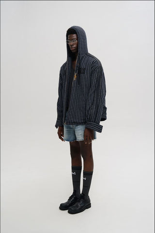 [MASONPRINCE] Embroidered Plaid Jacket