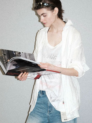 [MASONPRINCE] Cotton-Linen Graffiti Print Tank Top / Tee