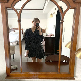 Polka Dot Wrap Mini Dress