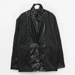Box-fit leather jacket