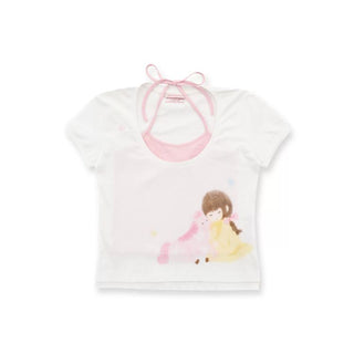 [Moromoro2] Girl & Horse Print Layered Tee  Set