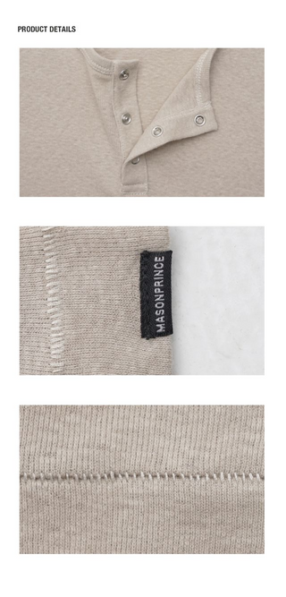 [MASONPRINCE] Henley Neck Short-Sleeve T-Shirt