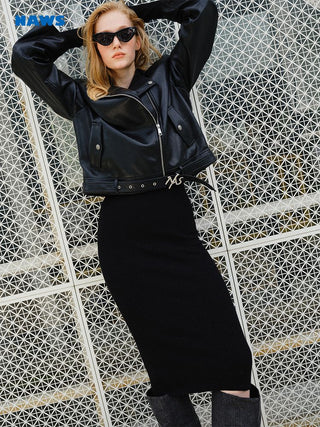 [NOTAWEAR] Satin Biker Leather Jacket