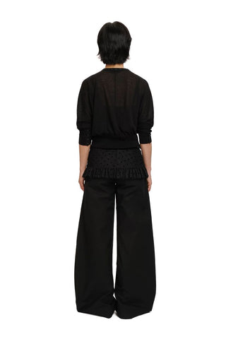 [Moromoro2] Tencel Linen Blend Lace Trim V-Neck  Cardigan