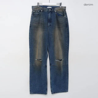 Distressed Washed Denim Pants