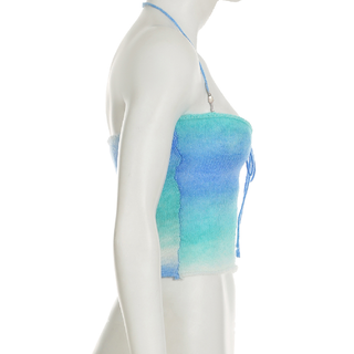 Halter gradient knitted hollow out cut out top