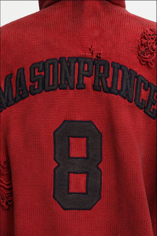 [MASONPRINCE] Distressed Boxy Hooded Knit Cardigan