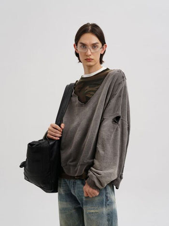 [MASONPRINCE] Urban Camouflage Faux Two-piece Sweatshirt